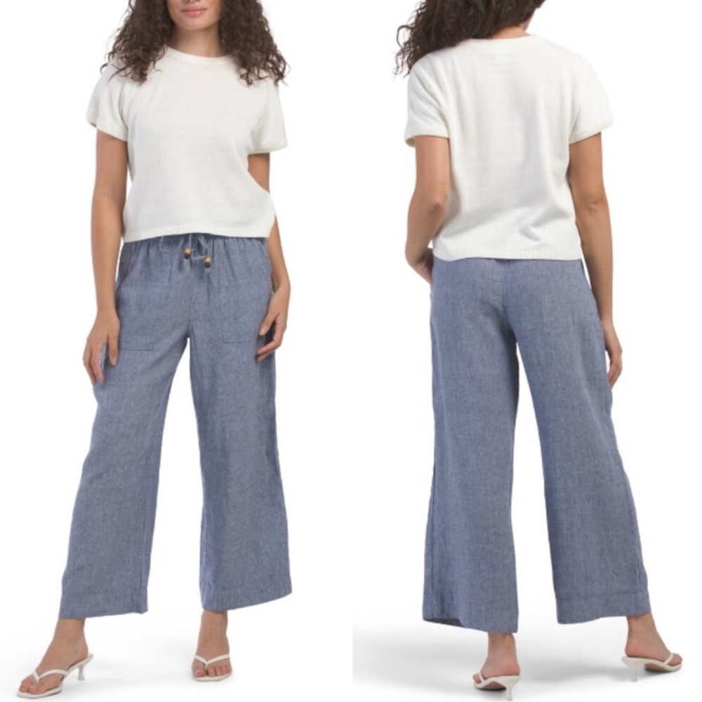 Blue Wide-Leg Pants + Top Set